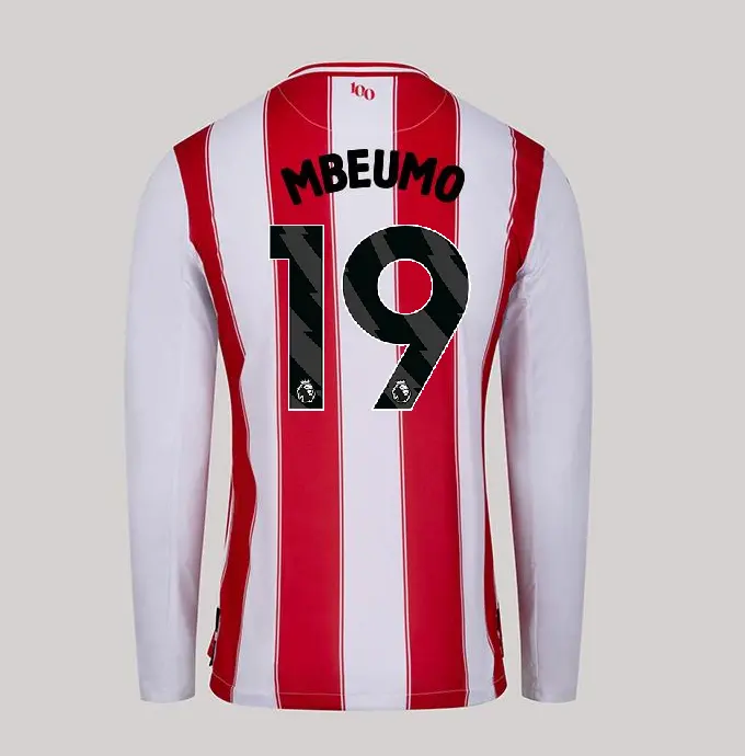 25/26 Brentford Adult Replica L/S Home Shirt - BRYAN MBEUMO 19