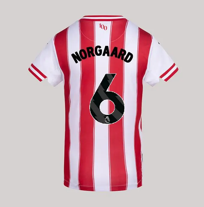 25/26 Brentford Junior Replica Home Shirt - CHRISTIAN NORGAARD 6-2500061-06-NORGAARD 25/26 Brentford Junior Replica Home Shirt - CHRISTIAN NORGAARD 6 - Image 1