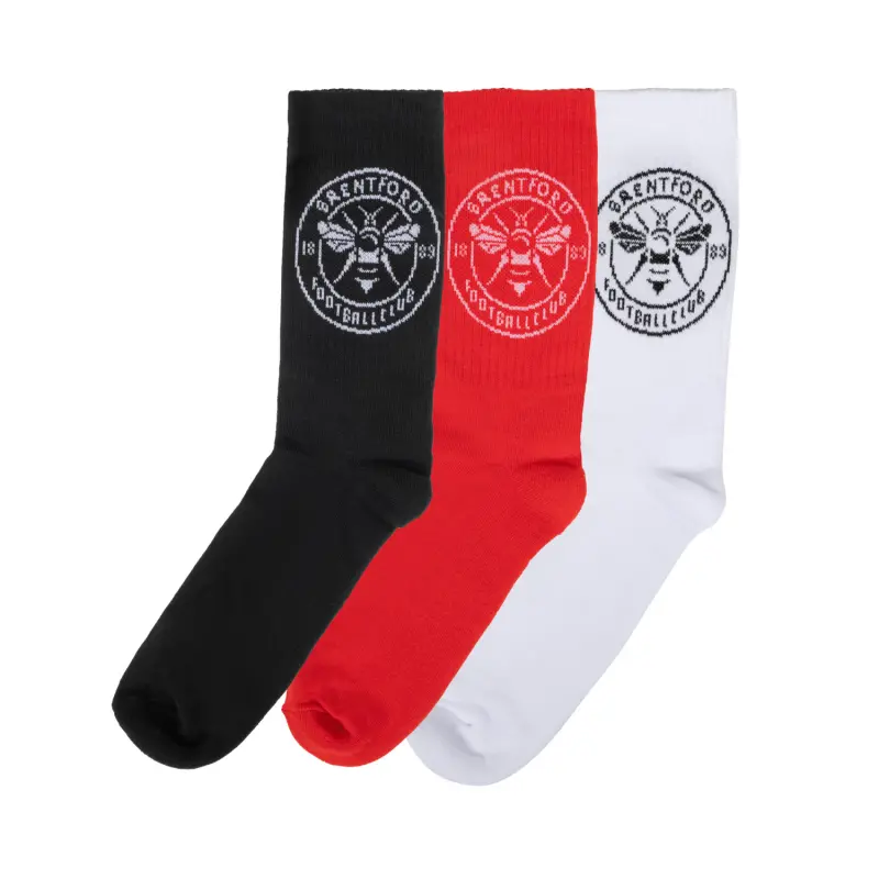 Brentford 3pk Crest Sport Socks (7-11) Kits Collection - Premium Brentford Kits for Supporters