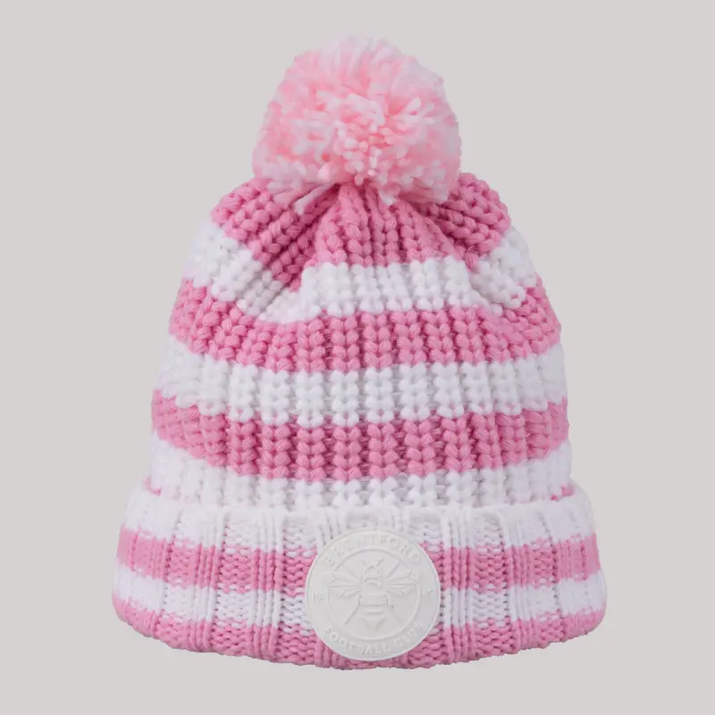 Brentford Crest Chunky Stripe Beanie 24 Kits Collection - Premium Brentford Kits for Supporters