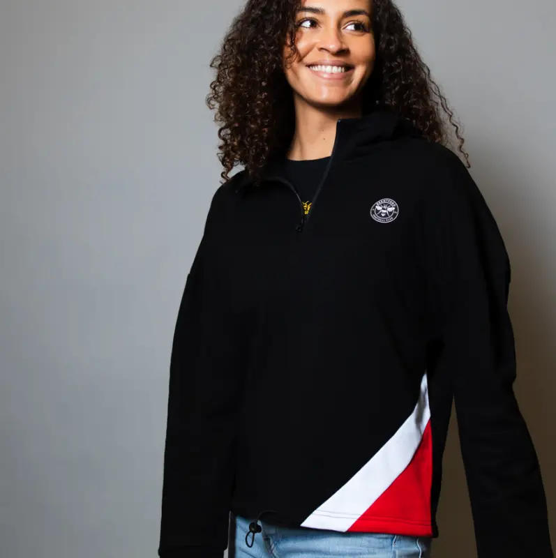 Brentford Womens Crest Cropped 1/4 Zip Hoody-2400019 Kits Collection - Premium Brentford Kits for Supporters