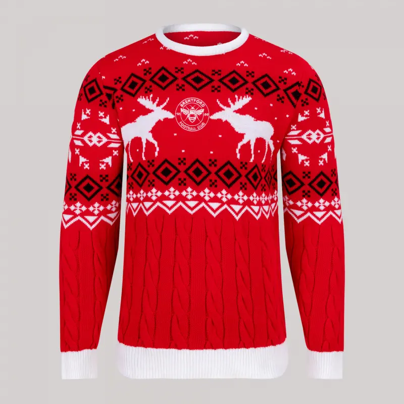 Christmas Reindeer Cable Knit Jumper 25-2500183 Kits Collection - Premium Brentford Kits for Supporters Christmas Reindeer Cable Knit Jumper 25-2500183 Kits Collection - Premium Brentford Kits for Supporters